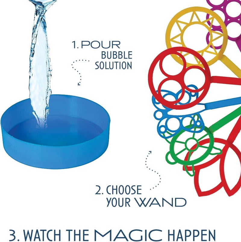 Neliblu Bulk Bubble Wand Pack of 11 - Bubbles for Kids - Bubbles Wand Assortment - Party Favor Pack of Assorted Shapes and Colors Plus a Convenient Solution Tray | Bubble Wands for Kids - Image 5